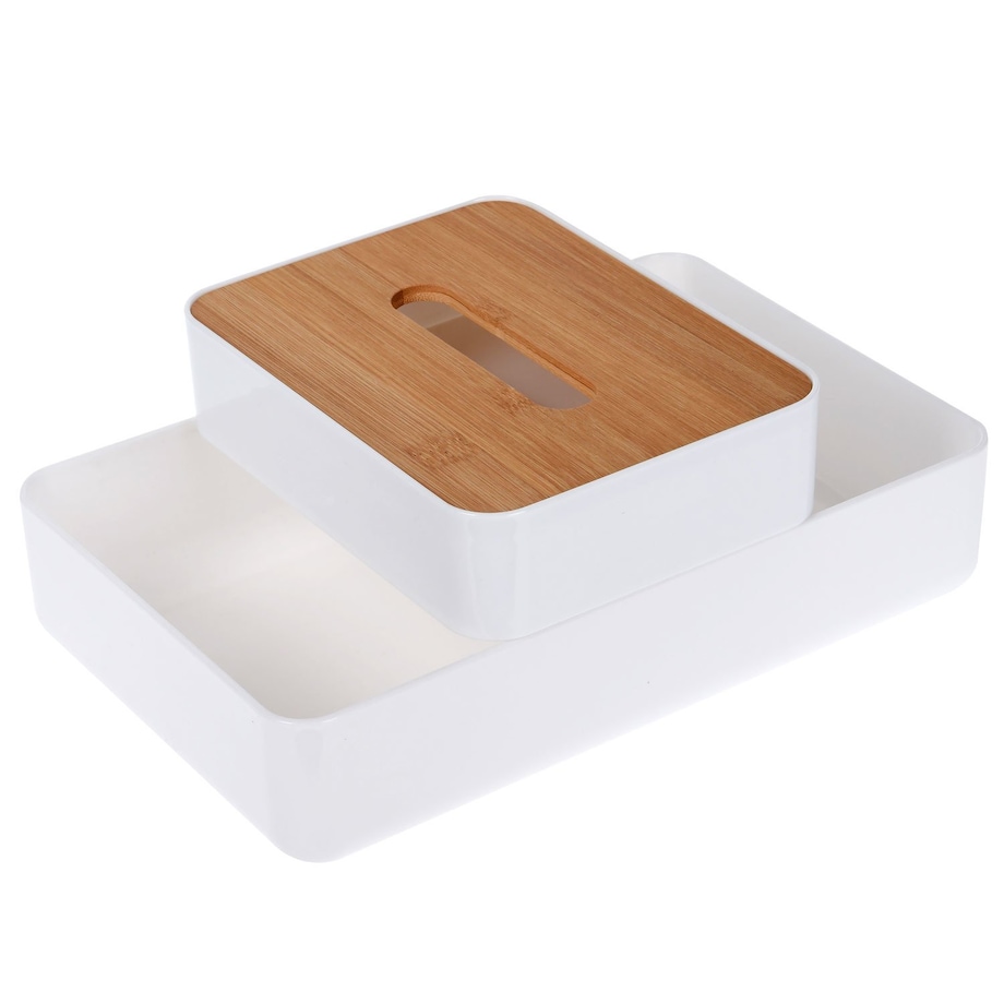 Organizer na kosmetyki z bambusowym wieczkiem, 26 x 17 cm