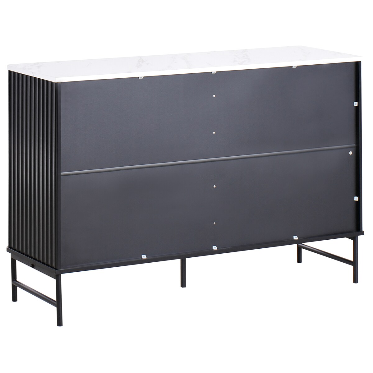 Komoda 6 szuflad GLASTONBURY Marmur/ czarny