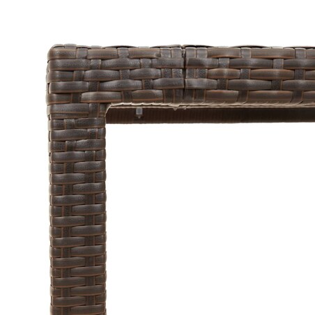 vidaXL Stół ogrodowy ze szklanym blatem, brąz, 90x90x75 cm, polirattan