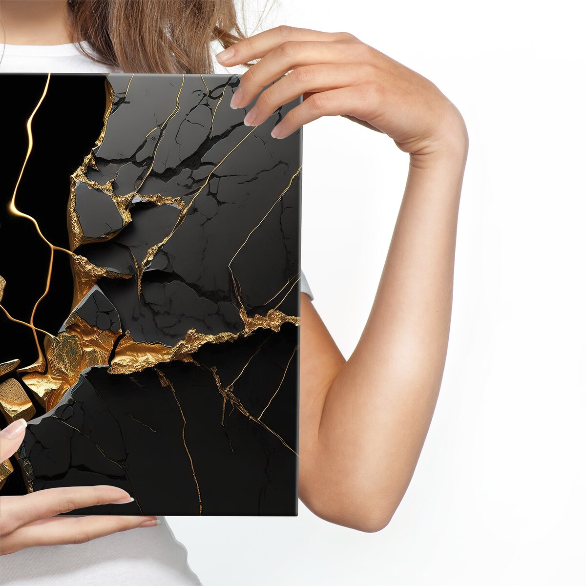 Obraz Canvas Czarny MARMUR Abstrakcja 3D 120x80cm