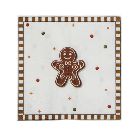 Serwetki świąteczne Cookie I 20 szt. boże narodzenie, święta, świąteczne, biały-brązowy, 16x16x3 cm