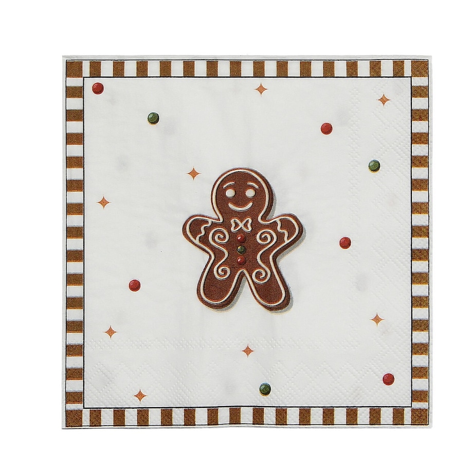 Serwetki świąteczne Cookie I 20 szt. boże narodzenie, święta, świąteczne, biały-brązowy, 16x16x3 cm