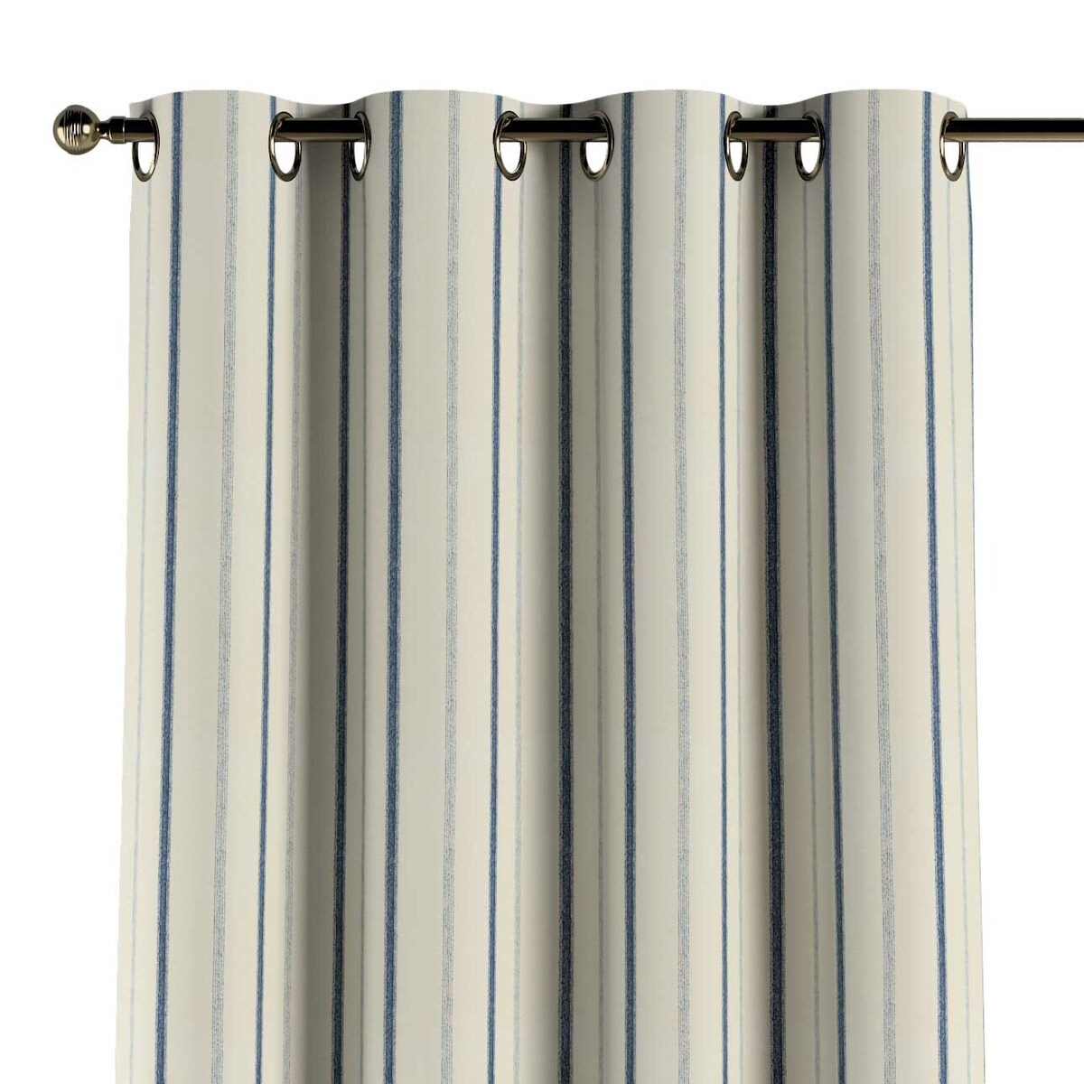 Zasłona na kółkach 1 szt. 130x260 niebieskie paski na tle ecru