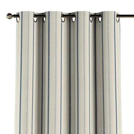 Zasłona na kółkach 1 szt. 130x260 niebieskie paski na tle ecru