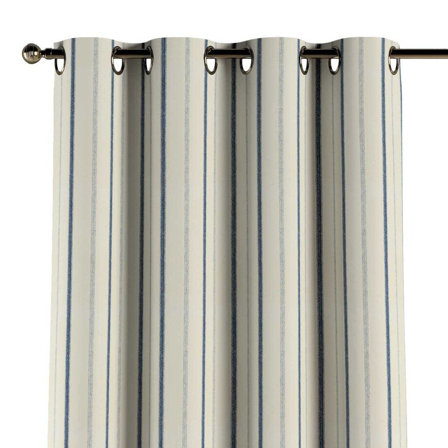Zasłona na kółkach 1 szt. 130x260 niebieskie paski na tle ecru
