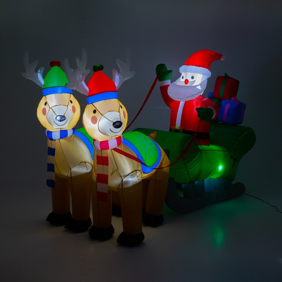 Mikołaj Nadmuchiwany Dekoracja Świąteczna Sanie Renifer Dmuchaniec