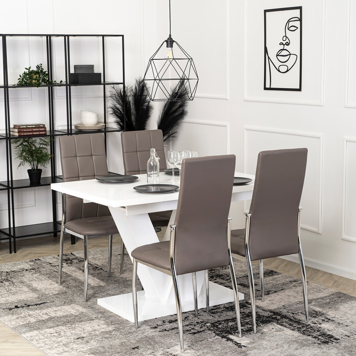 Krzesło Tapicerowane Kuchenne Do Jadalni Kuchni Salonu Szare Ekoskóra MOLLY