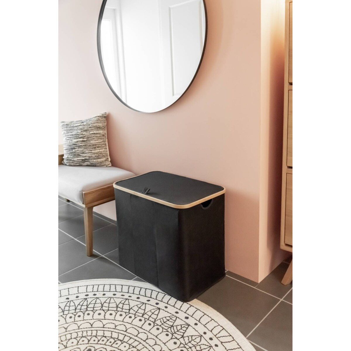 Kosz na pranie, bambus, 57 x 50 x 37, Trio Ecori, WENKO