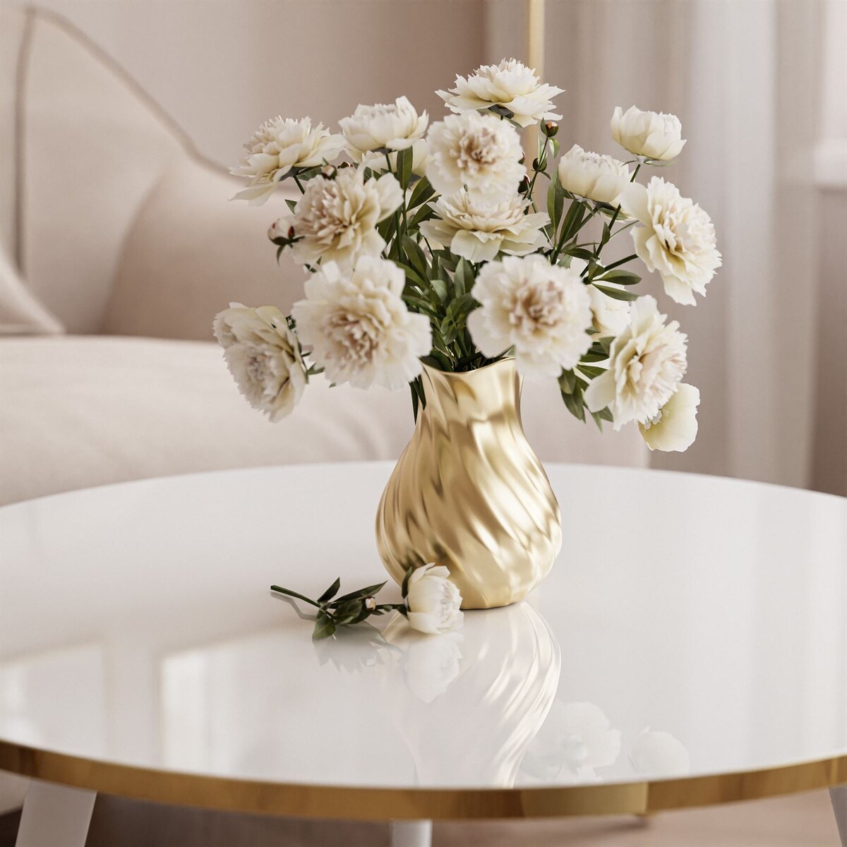 Okrągły stolik kawowy SOLEIL biały połysk