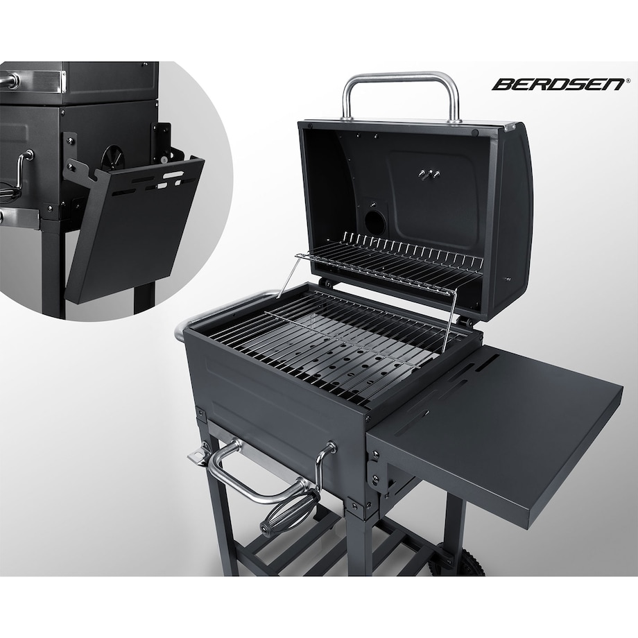 Grill węglowy ogrodowy Berdsen BD-894 komin stalowy ruszt 57x43 cm + termometr duży