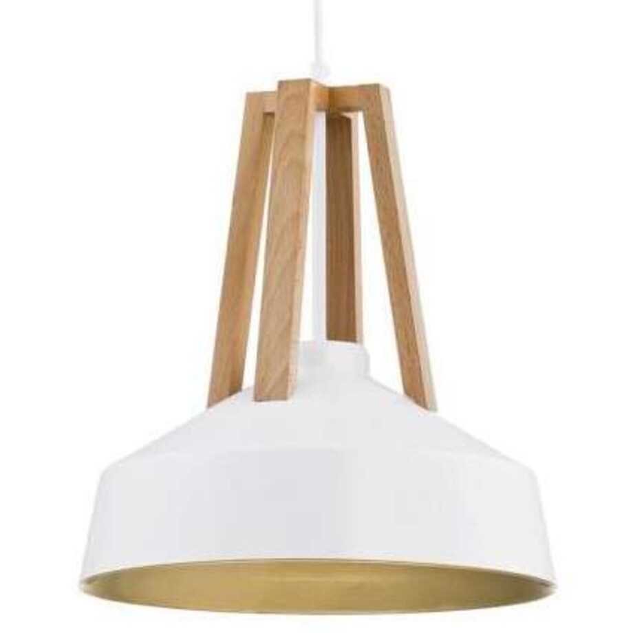 LAMPA wisząca KET113 skandynawska OPRAWA metalowy ZWIS ekologiczny drewno biały