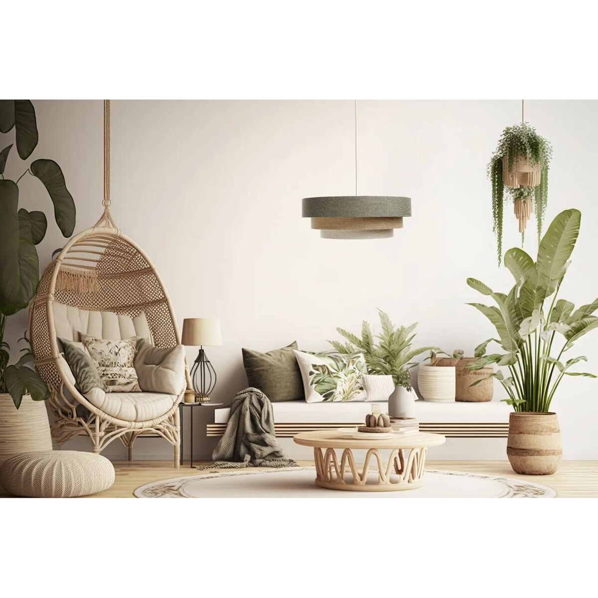 Lampa wisząca ERUTAN TRIPLE zielona/beżowa/kremowa