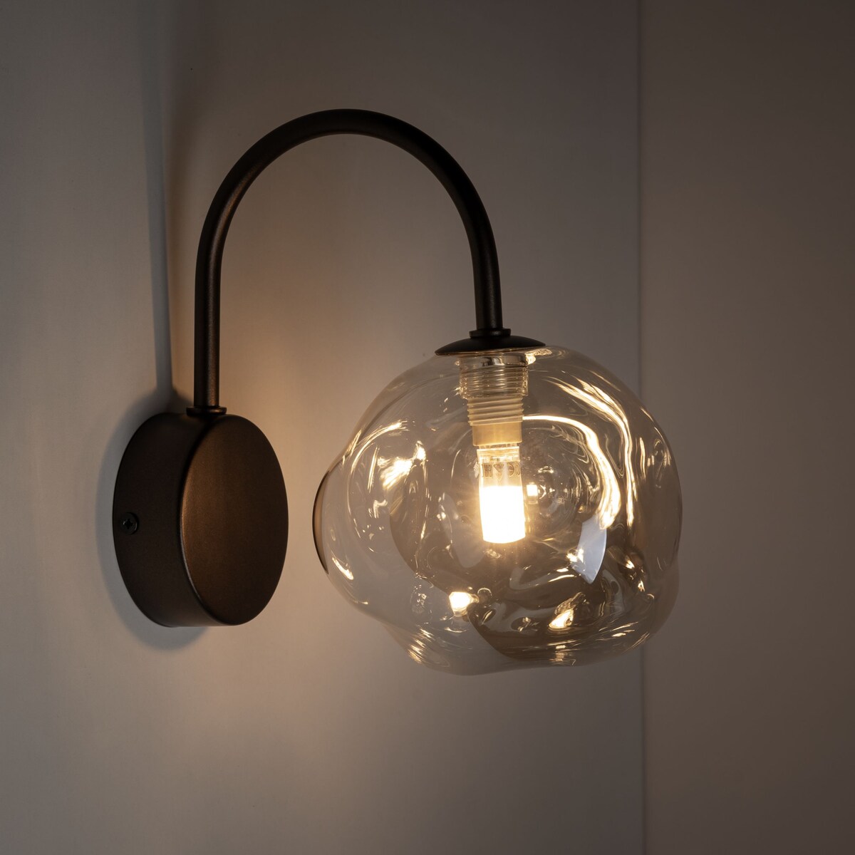 Kinkiet ścienny TK Lighting LAVA BROWN 11024 brązowy, szklany klosz bursztynowy, G9, nowoczesny