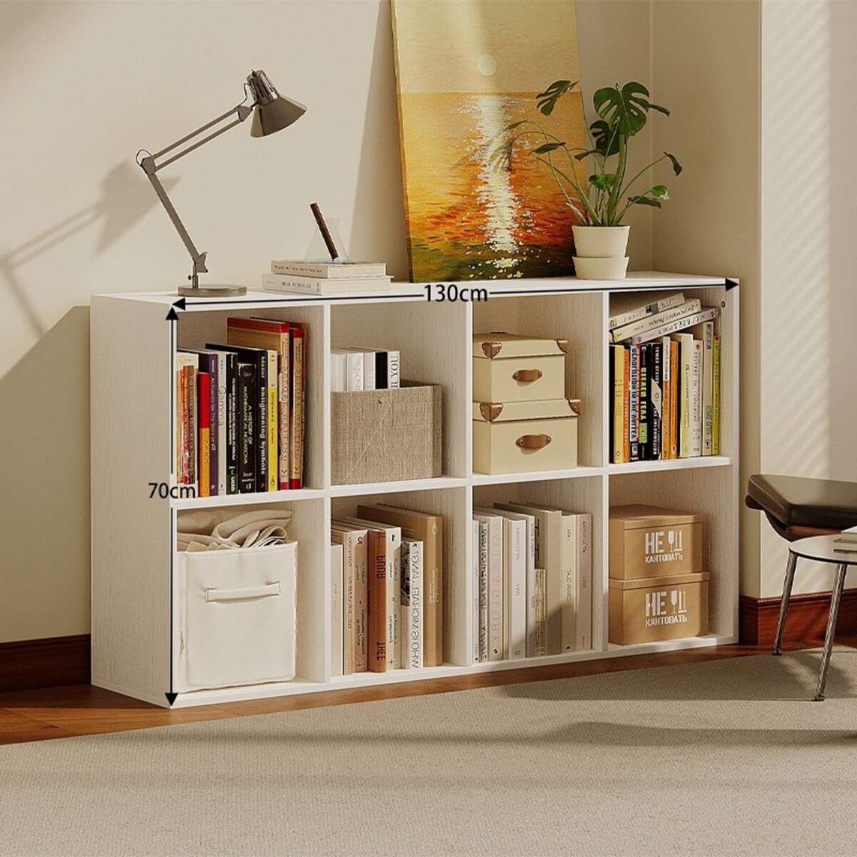 Regał otwarty komoda kostka 4x2 pojemny biały loft biurowy nowoczesny 130cm