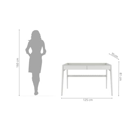 Drewniane bukowe biurko / toaletka z szufladami Visby LISA / kolor szary mleczny