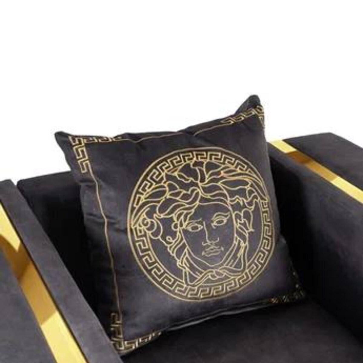 Kanapa Sofa Glamour Jednoosobowa Do Salonu Czarna Złota PALLAZO 1S