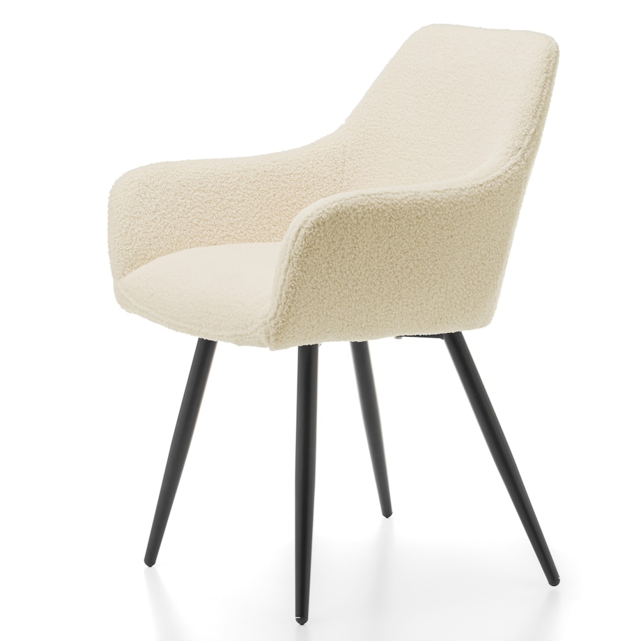 KRZESŁO TAPICEROWANE PIKOWANE TKANINA BOUCLE TEDDY JASNY BEŻ