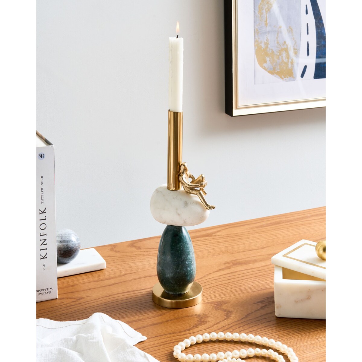 Świecznik BARICE Marmur 34 cm Kolorowy