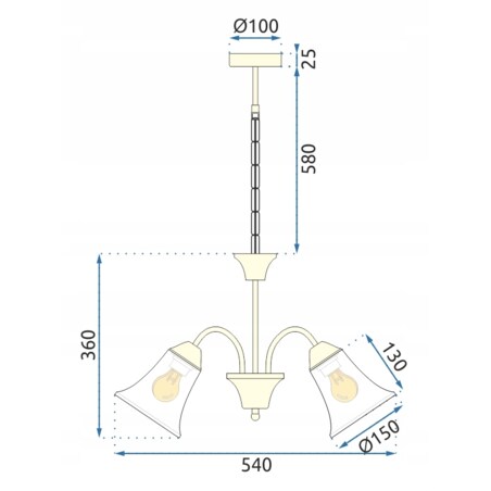 Lampa Wisząca Klasyczna Żyrandol Vintage Retro E27
