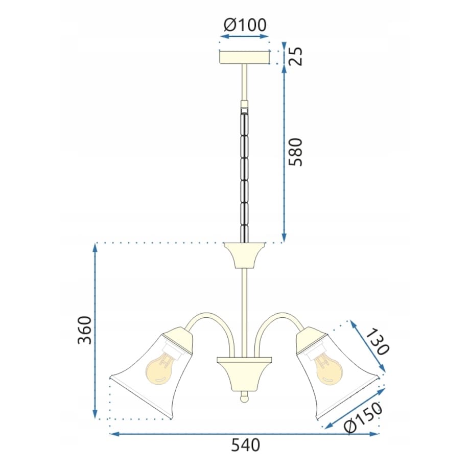 Lampa Wisząca Klasyczna Żyrandol Vintage Retro E27