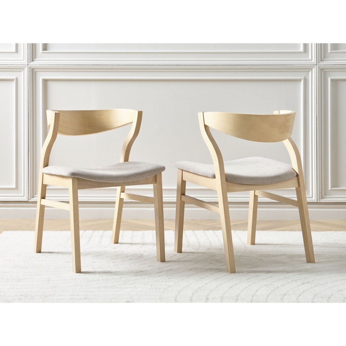 Zestaw 2 krzeseł do jadalni jasne drewno z beżowym MAROA