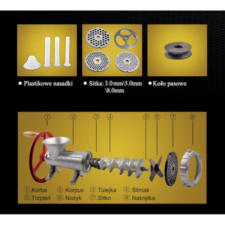 Maszynka żeliwna do mielenia mięsa #22 z kołem KINGHOFF