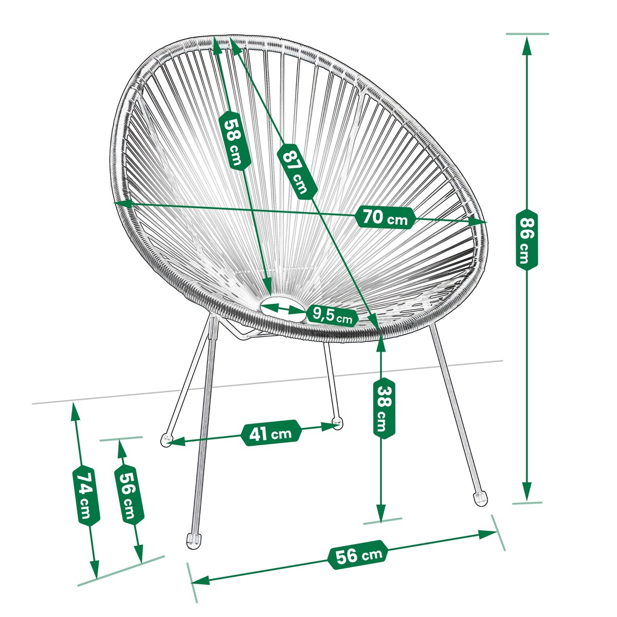 Krzesło ogrodowe ACAPULCO czarne na taras retro