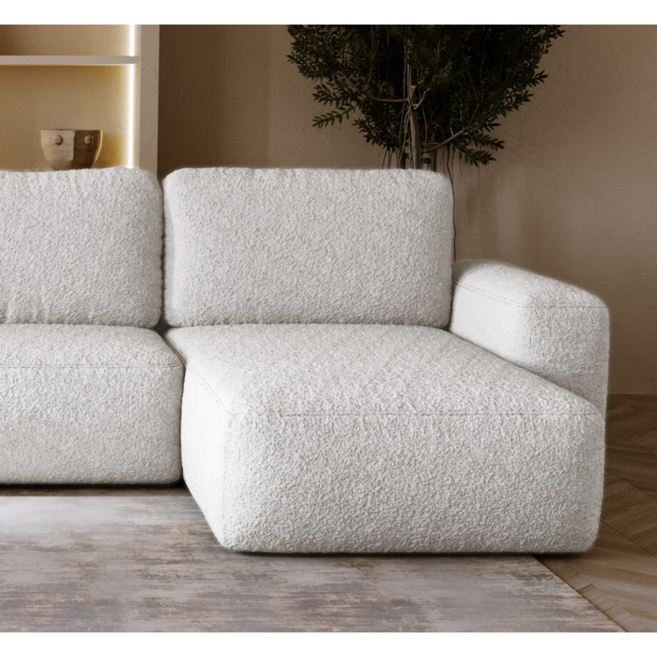 Narożnik U ILO z pojemnikiem na pościel i funkcja spania, biały