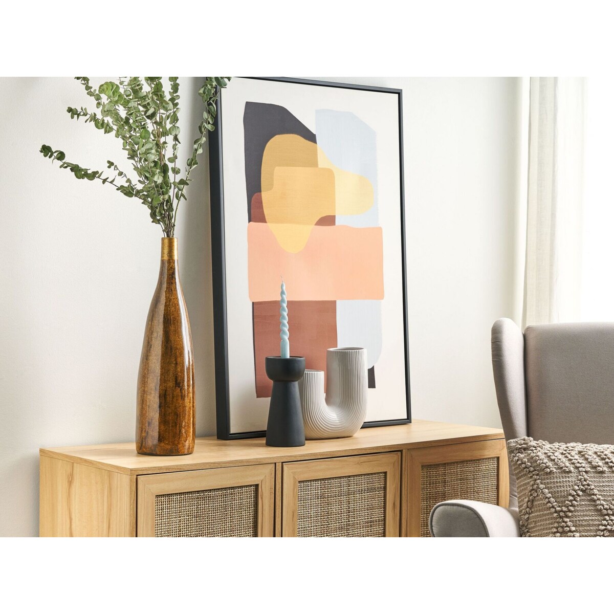 Wazon na kwiaty z terakoty 52 cm brązowy BURGOS