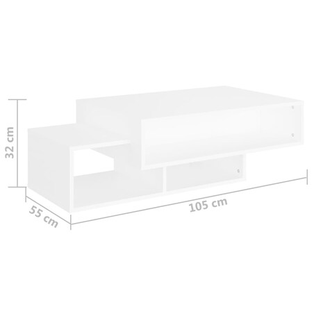 vidaXL Stolik kawowy, biały, 105x55x32 cm, materiał drewnopochodny