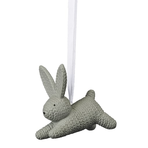 Rabbits - Zawieszka Zając porcelanowy szary 7 cm
