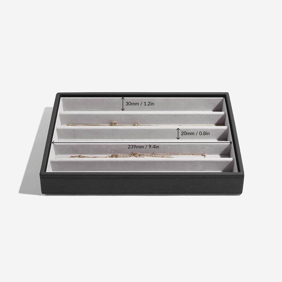 Szkatułka na biżuterię Stackers pięciokomorowa classic czarna velvet