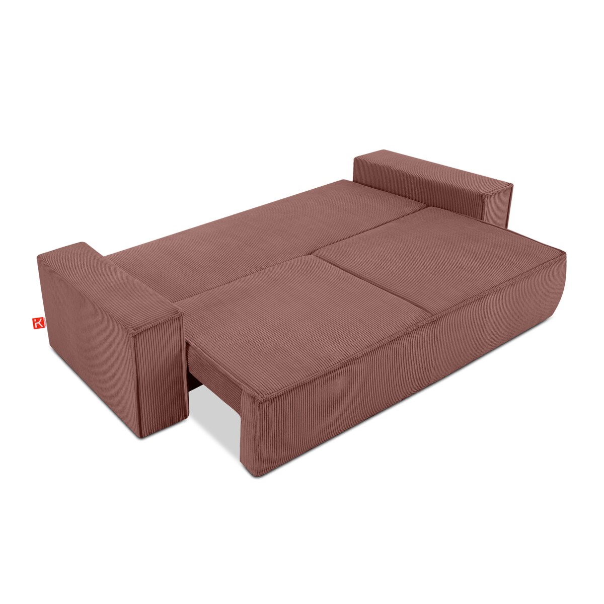 KONSIMO NAPI Sofa 3-osobowa z różową podstawą łóżka