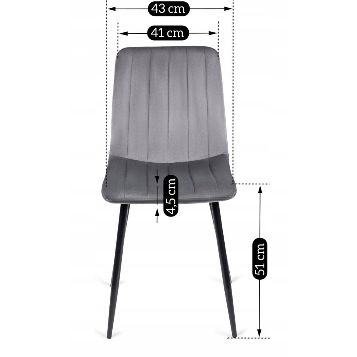 Krzesło Tapicerowane do Jadalni Kuchni Salonu IBIS Szare Nowoczesne Welur