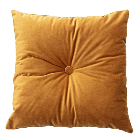 Poduszka kwadratowa Velvet z guzikiem, miodowy, 37 x 37cm, Velvet