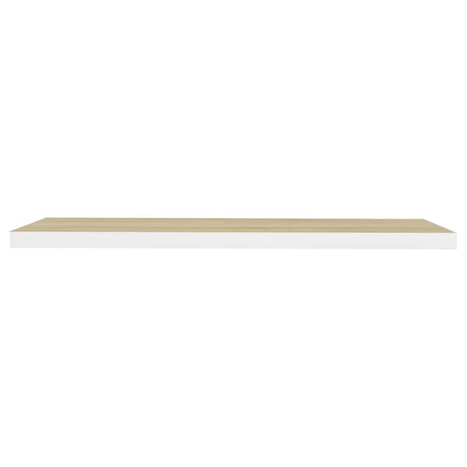 vidaXL Półki ścienne, 4 szt., dębowo-białe, 90x23,5x3,8 cm, MDF