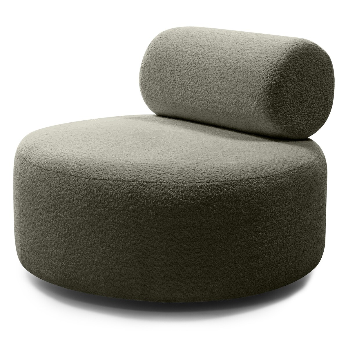 Fotel obrotowy bouclé oliwkowozielony Orvieto