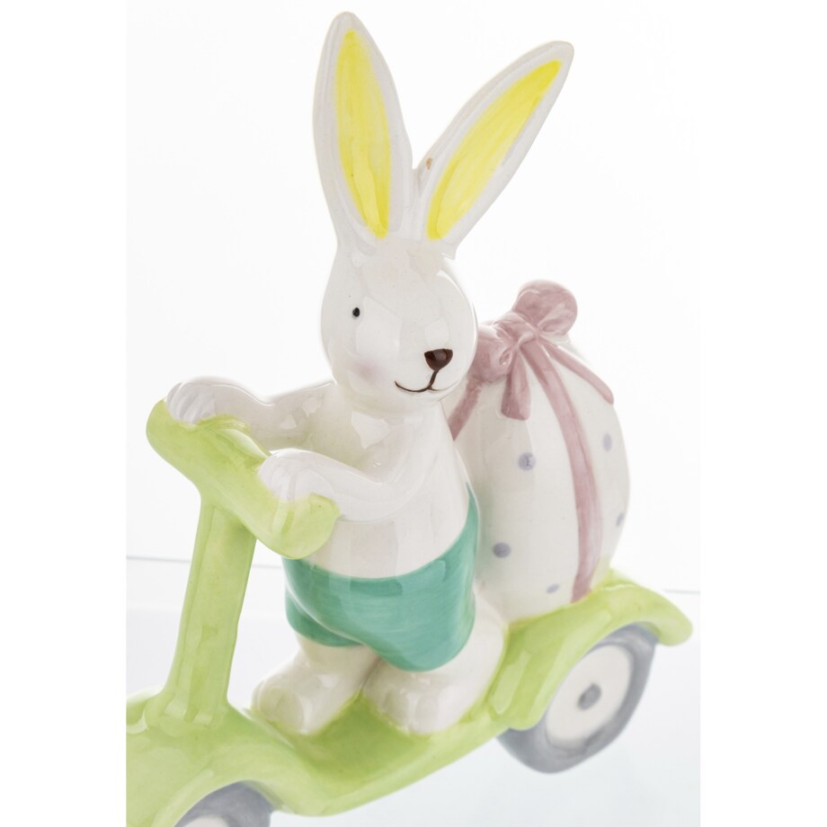 Dekoracja - króliczek na hulajnodze 19x6,5x15 cm z pisanką