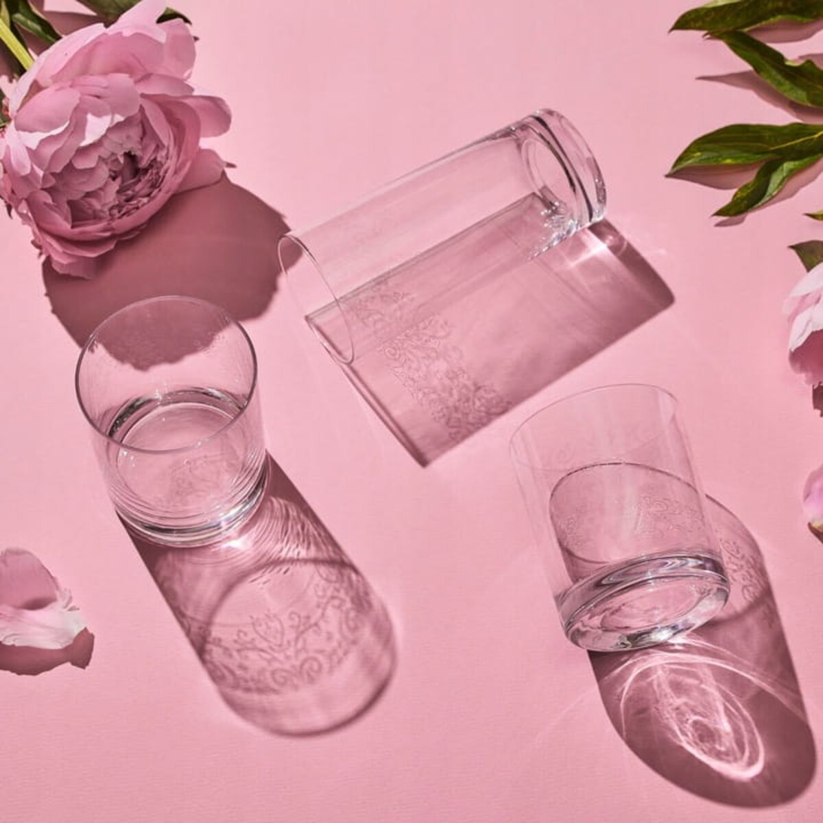 Krosno Krista Deco Szklanki do Whisky Brandy 300 ml Woda Sok ze Wzorem