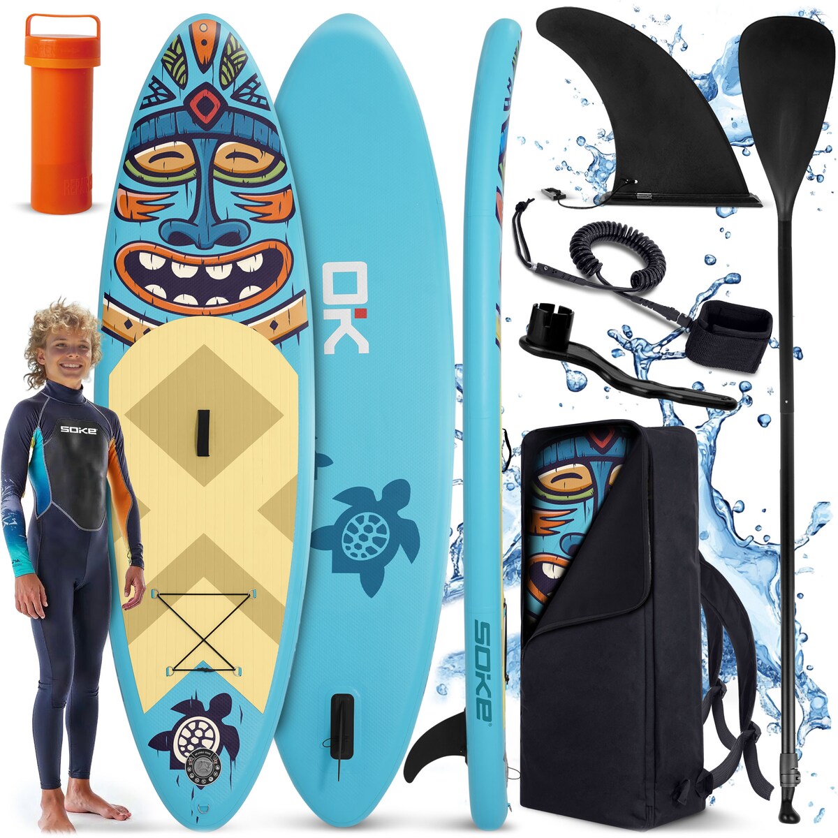 Deska SUP do pływania pompowana Paddle Aquasurf 275cm Soke ZESTAW