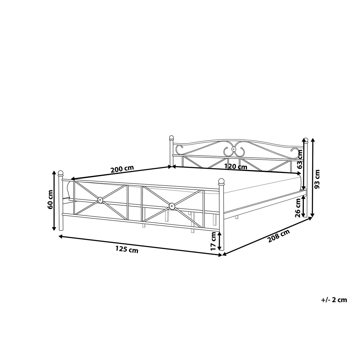 Łóżko Metal RODEZ 120 x 200 cm Czarny