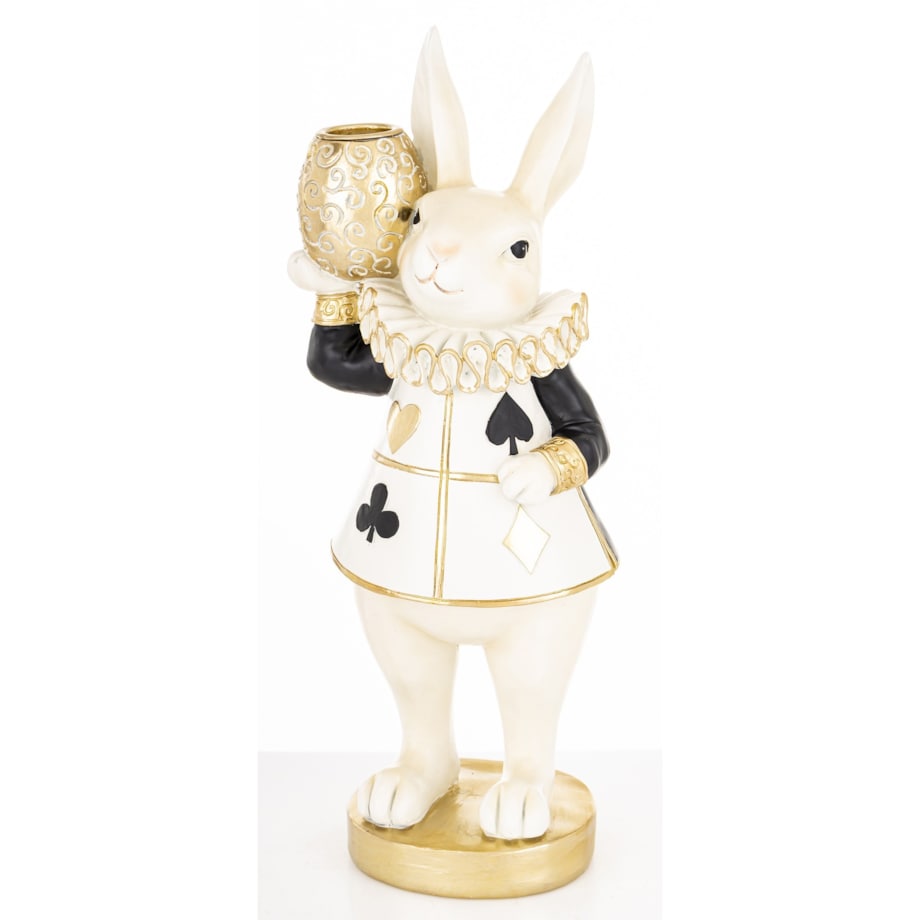 Dekoracja - króliczka LUISA 28x11x9,5 cm ze złotym wazonem