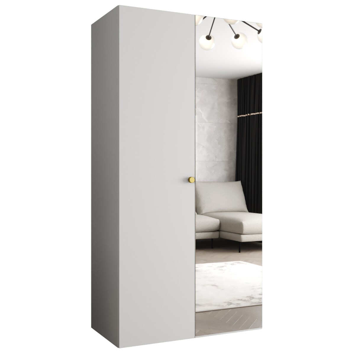 Szafa uchylna otwierana PARMA 2 100 wys. 202 cm Biały + u. Złoty