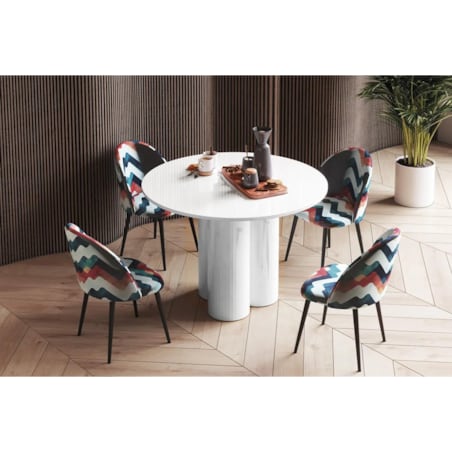 Stół okrągły RAVEO 100x100 biały połysk
