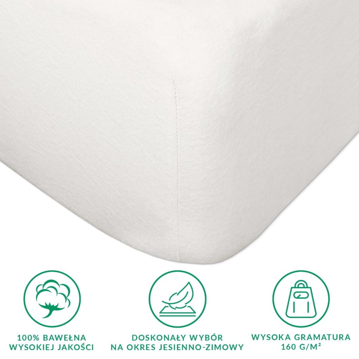 Prześcieradło flanela z gumką 200x220 kolor ecru