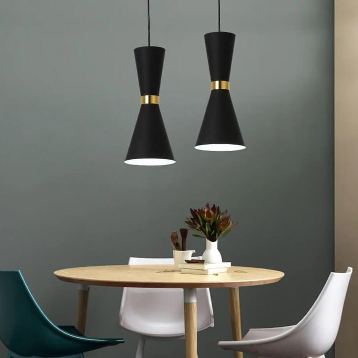 Zwieszana lampa Librio ABR-KWSZ2-E27 Abruzzo metalowa czarny złoty