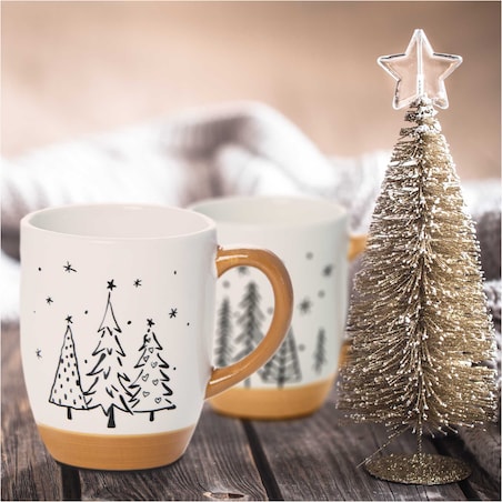 Kubek Świąteczny Boże Narodzenie Zestaw 2 Szt. Drzewka Choinki Prezent