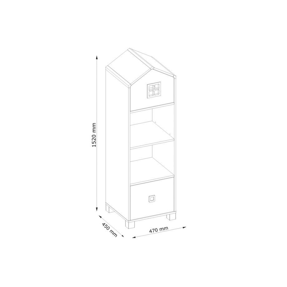 KONSIMO MIRUM Różowy regał z szufladą w kształcie domku dla dziewczynki