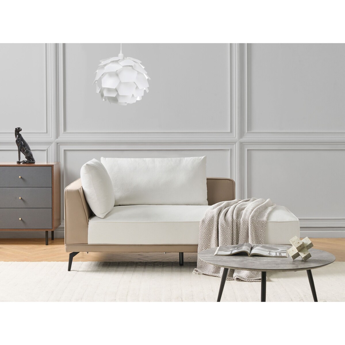 Narożnik modułowy lewostronny złamana biel MYKEN