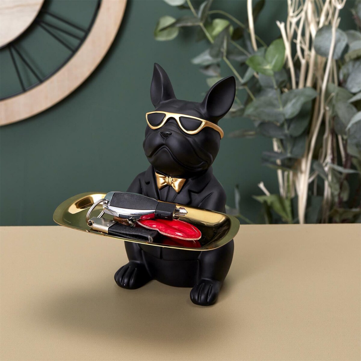 Organizer Buldog czarny ze złotą tacą
